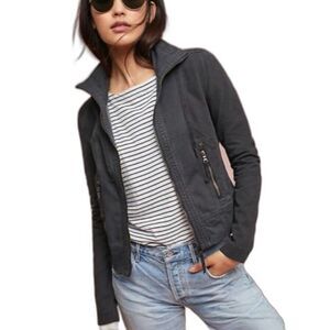 Marrakech Anthropologie NWT Tamsyn Dark Gray Full Zip Moto Cargo Jacket Sz XSP